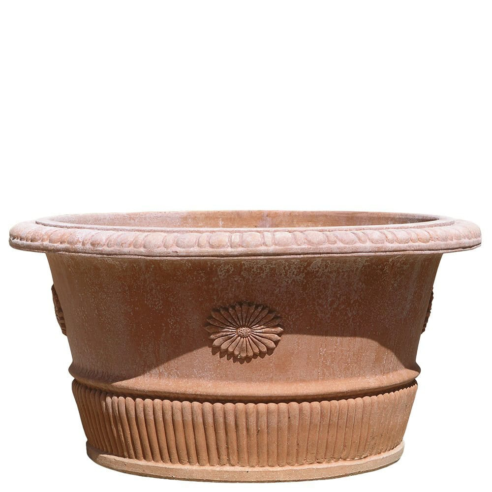 Preview: Vaso Basso Baccellato con Rosone – Grand pot en terre cuite d’Impruneta